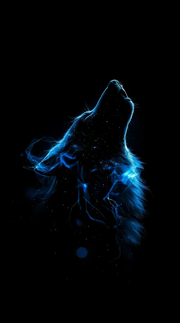Dark — glowing blue wolf aesthetic design