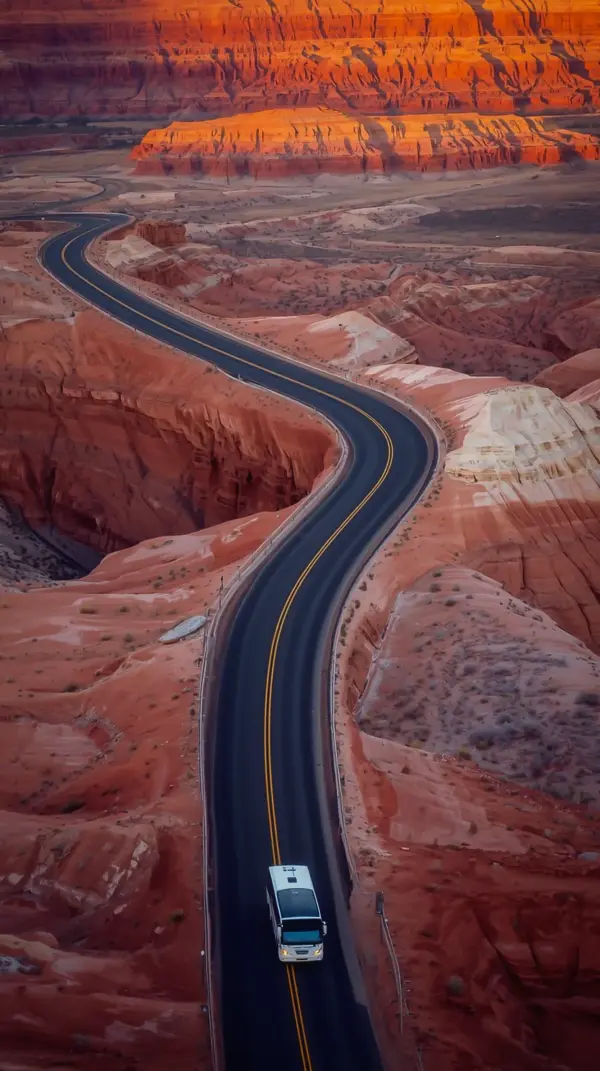 Nature Wallpaper 4K — Winding Road Through Desert Canyon | 4KWallpapar