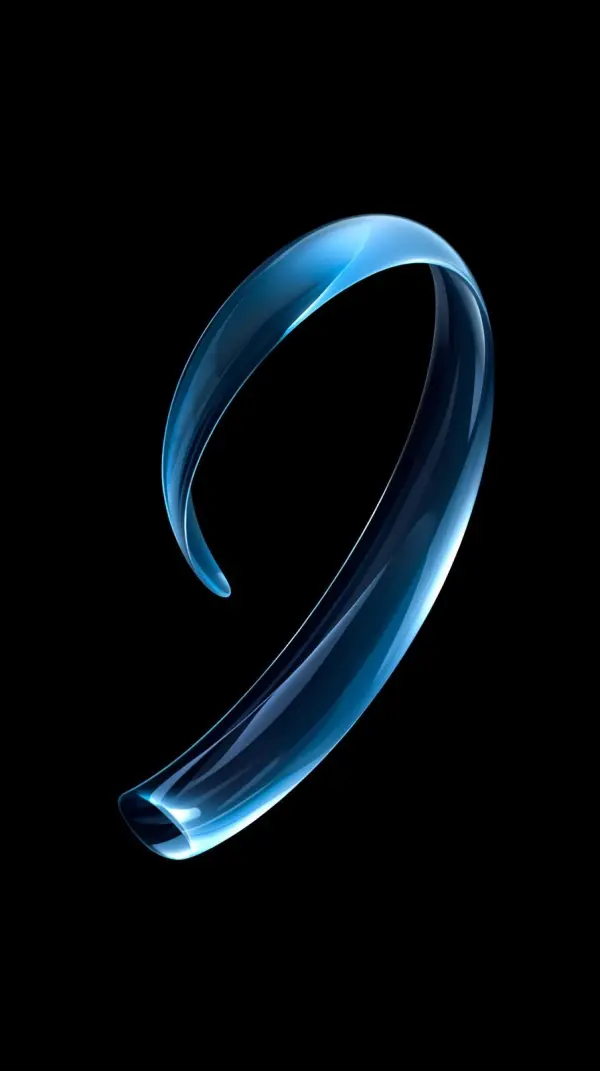 iphone wallpaper 4k Sleek Glossy Blue Chrome Torus Loop Floating in Deep Black Void Glowing Reflections Futuristic Minimalist 3D Render Aesthetic