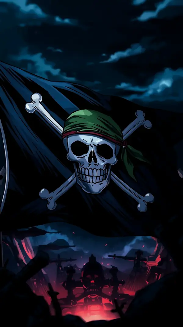 Dark Pirate Skull Anime Wallpaper for iPhone – 4K Resolution