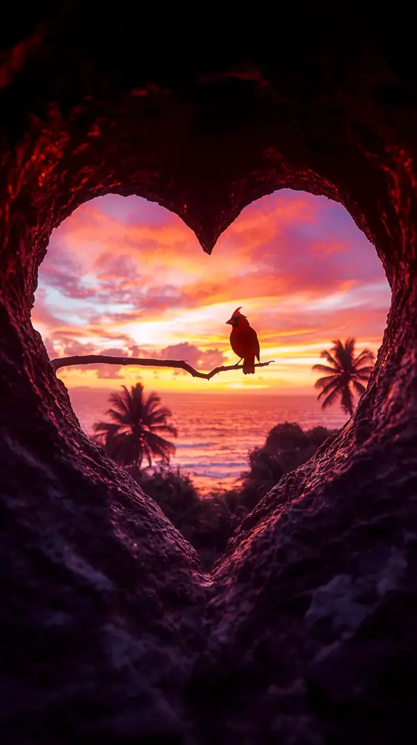 Stunning Heart Frame Sunset iPhone Wallpaper 4k - Cute 4k Wallpaper for iPhone, 4k Backgrounds iPhone 4k, Best Wallpaper for Phone and 4k Wallpaper for Mobile