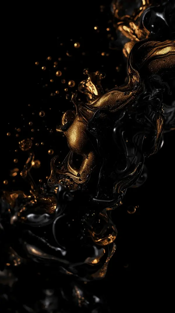 Stunning AMOLED Wallpaper 4K for Mobile: Black and Gold Fluid Art