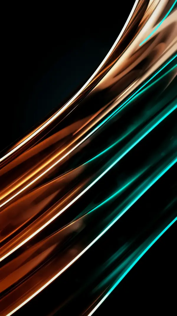 Abstract iphone wallpaper — glowing copper teal lines