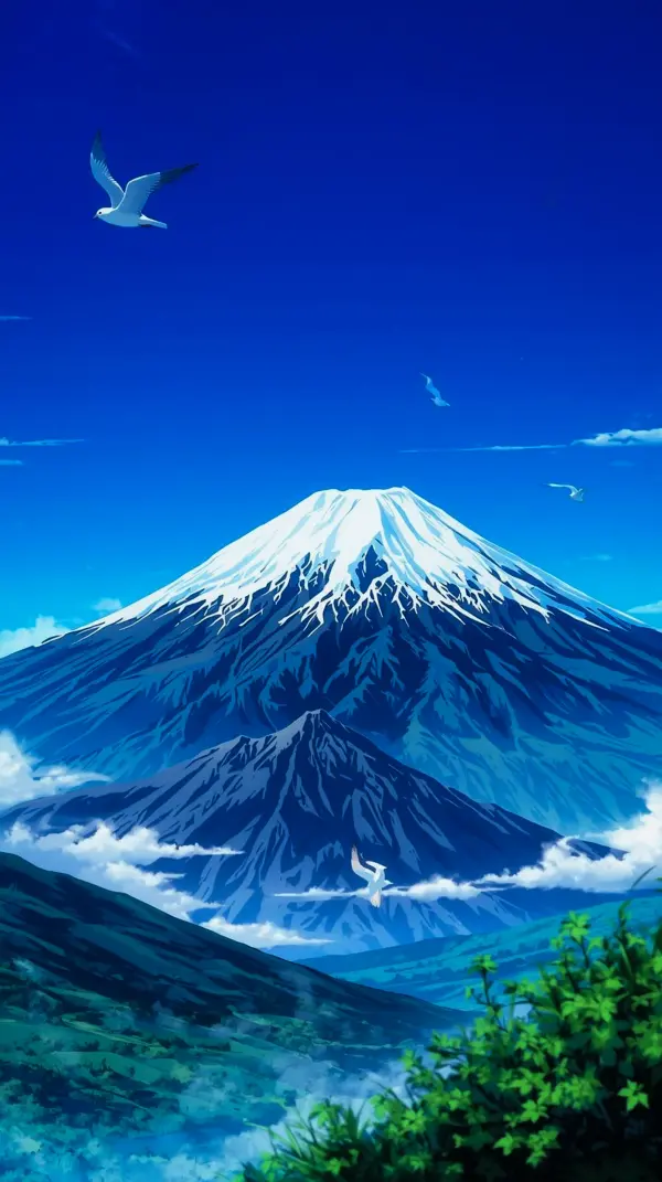 Serene Mountain Peak Anime Wallpaper for Phone – 4K Resolution