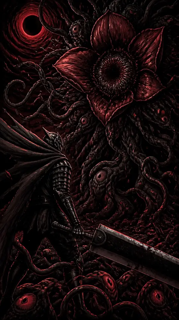 Anime dark wallpaper — monstrous red eclipse