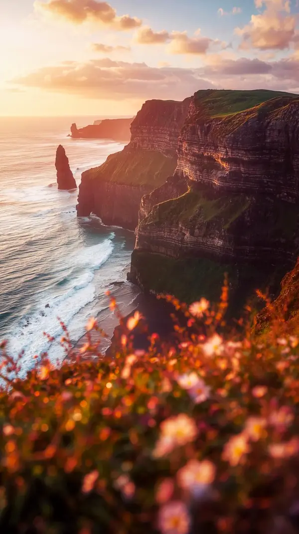 Wallpaper anime nature — sunset coastal cliffs