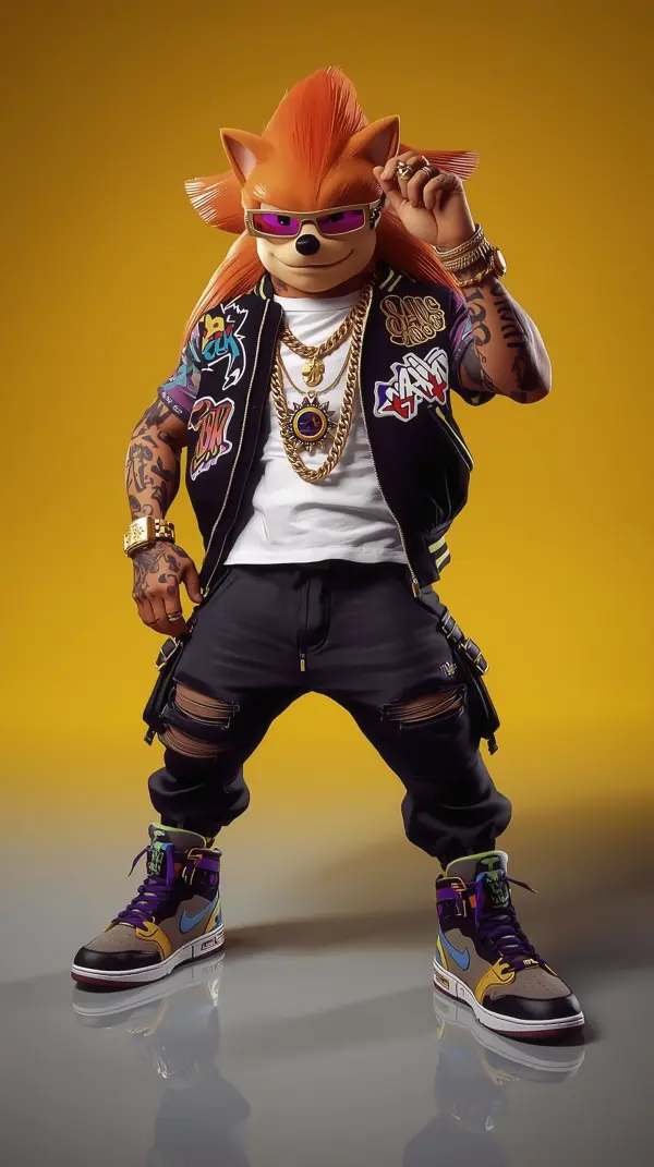 3D Wallpaper 4K — Streetwear Sonic Character Gold