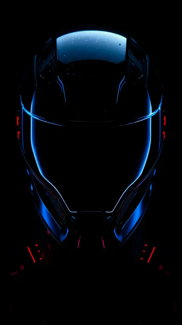 Futuristic Sci-Fi Helmet AMOLED Wallpaper 4K for Mobile