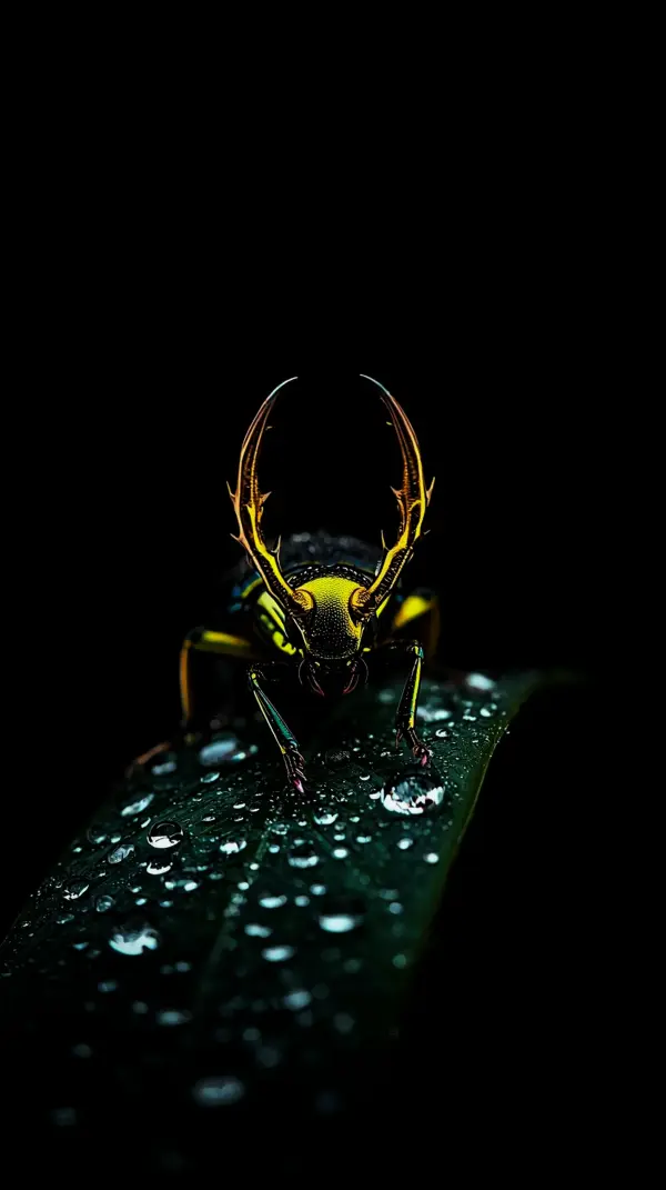 Golden Beetle Macro - AMOLED Wallpaper 4k for Mobile