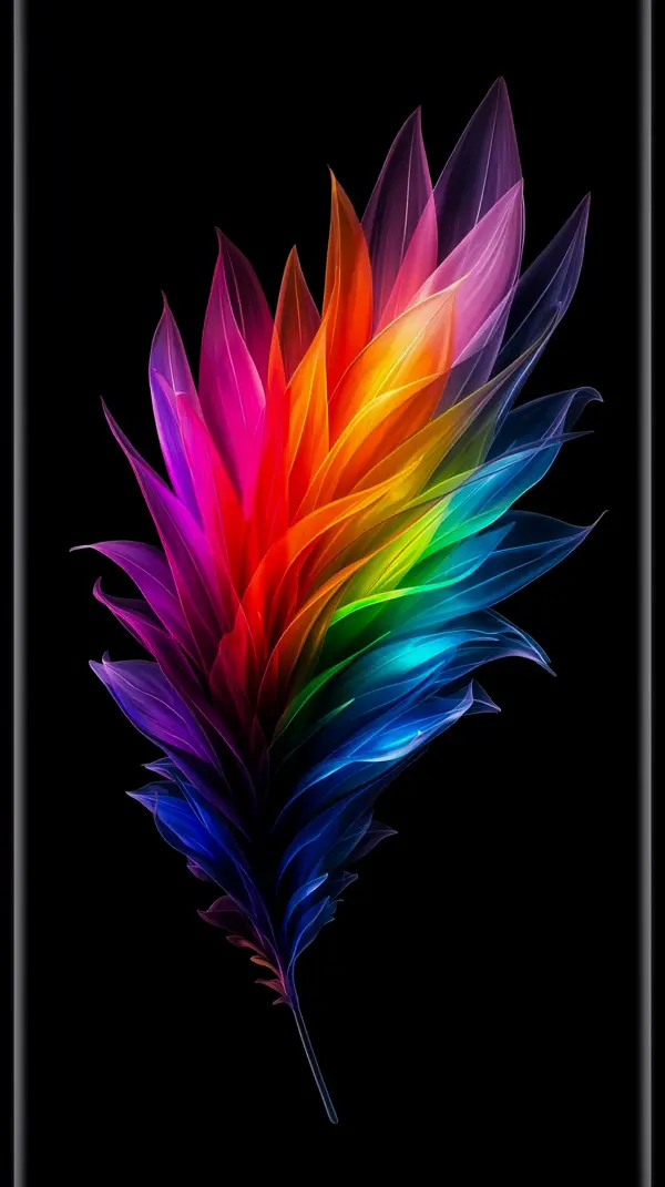 Vibrant Rainbow Feather AMOLED Wallpaper 4K for Mobile