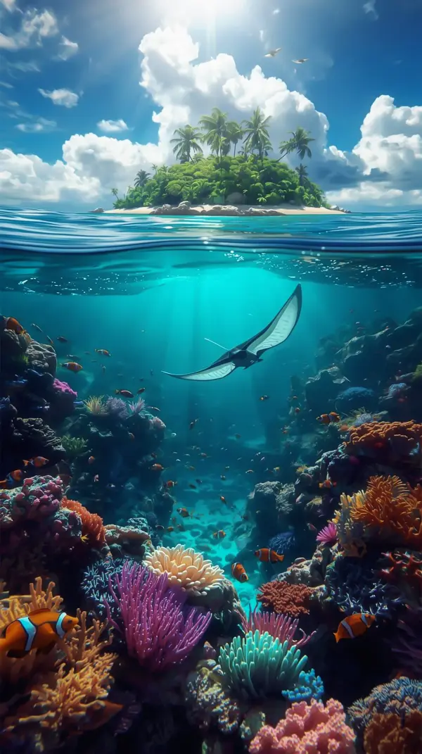 Nature Wallpaper 4K — Tropical Island Underwater View