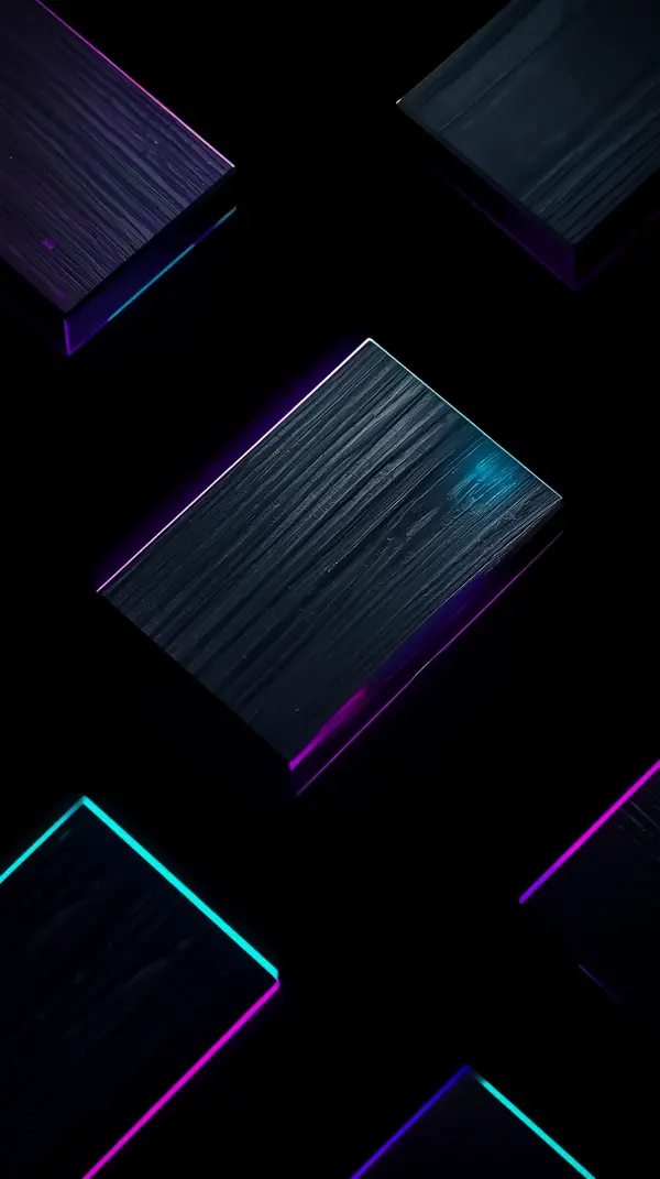 Neon Geometric Blocks AMOLED Wallpaper 4K for Mobile