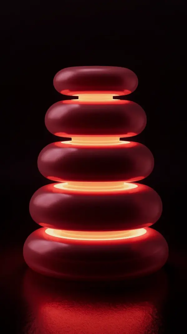 3d phone background — glowing red stacked rings