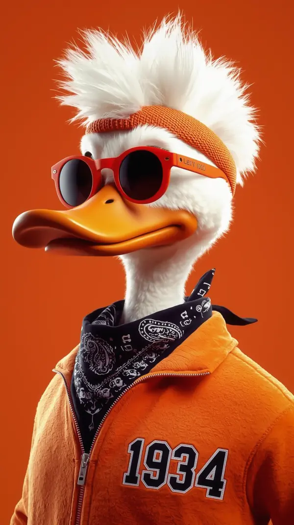 duck wallpaper iphone — Cool Duck Orange Jacket 4K
