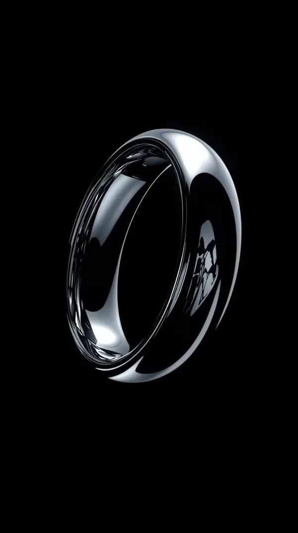 iphone wallpaper 4k Polished Chrome Torus Ring Floating in Dark Void Glossy Metallic Reflections Glowing White Halo Ring Futuristic Minimalist 3D Aesthetic