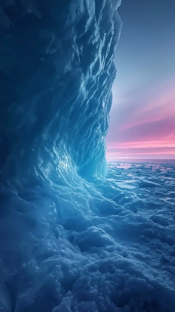 Nature Wallpaper 4K — Blue Iceberg Sunset | 4Kwallpapar