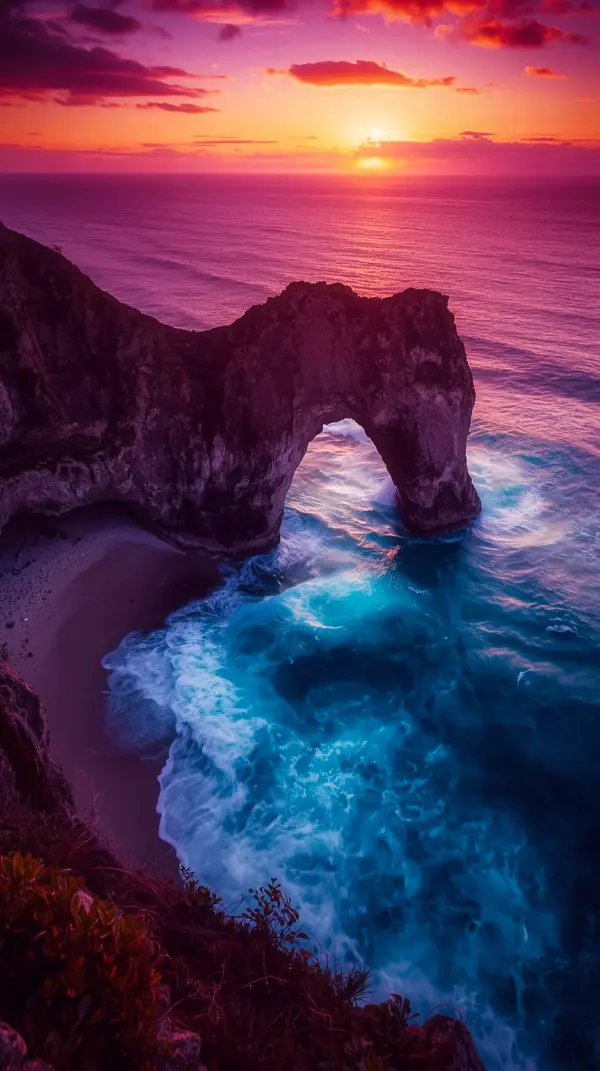Stunning 4K iPhone Wallpaper: Majestic Ocean Arch at Sunset | Cute 4K Wallpaper for iPhone & Mobile | 4K Backgrounds & iPhone Backgrounds