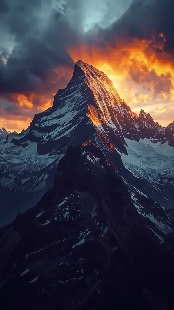 Mountain Wallpaper 4K — Golden Peak Sunset | 4KWallpapar