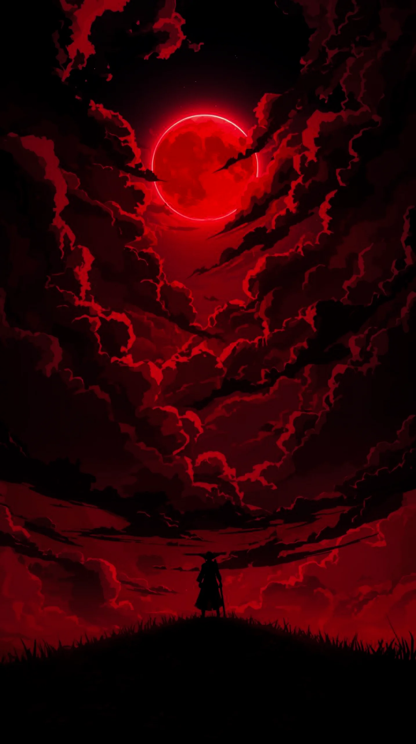 dark blood moon samurai wallpaper for iPhone 4K mobile background