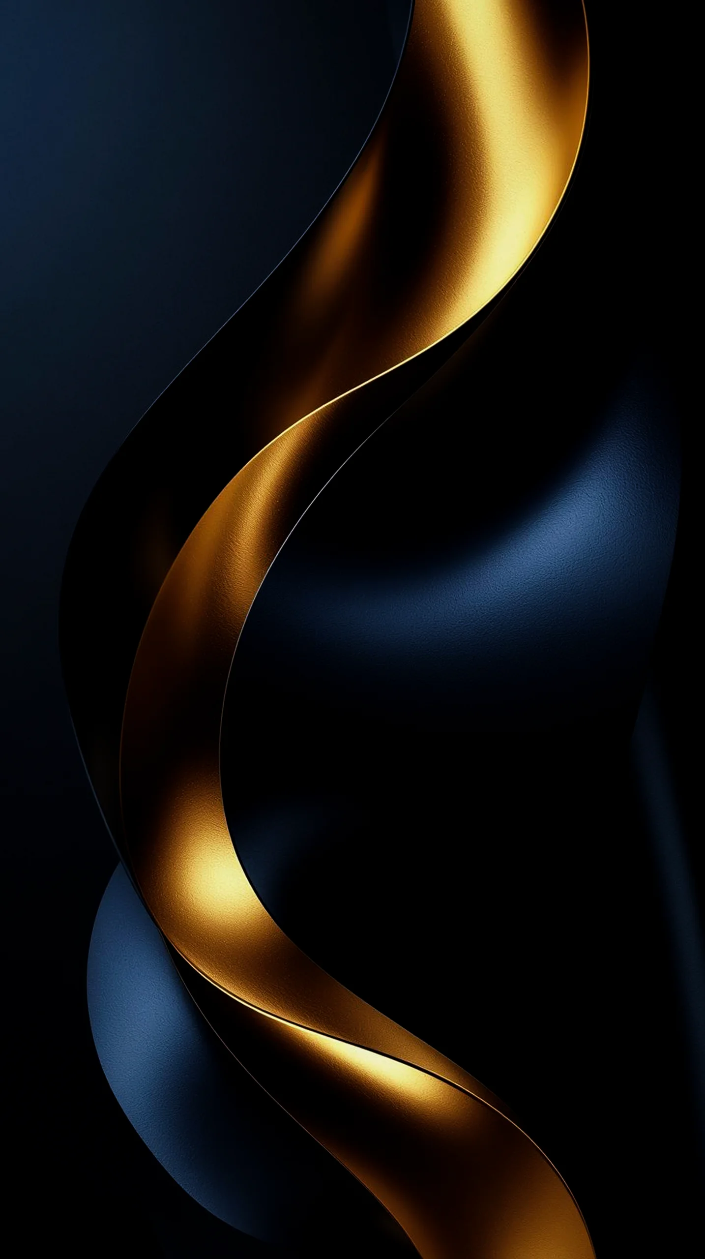 Dark AMOLED 4K Mobile Wallpaper: Golden Waves Elegance