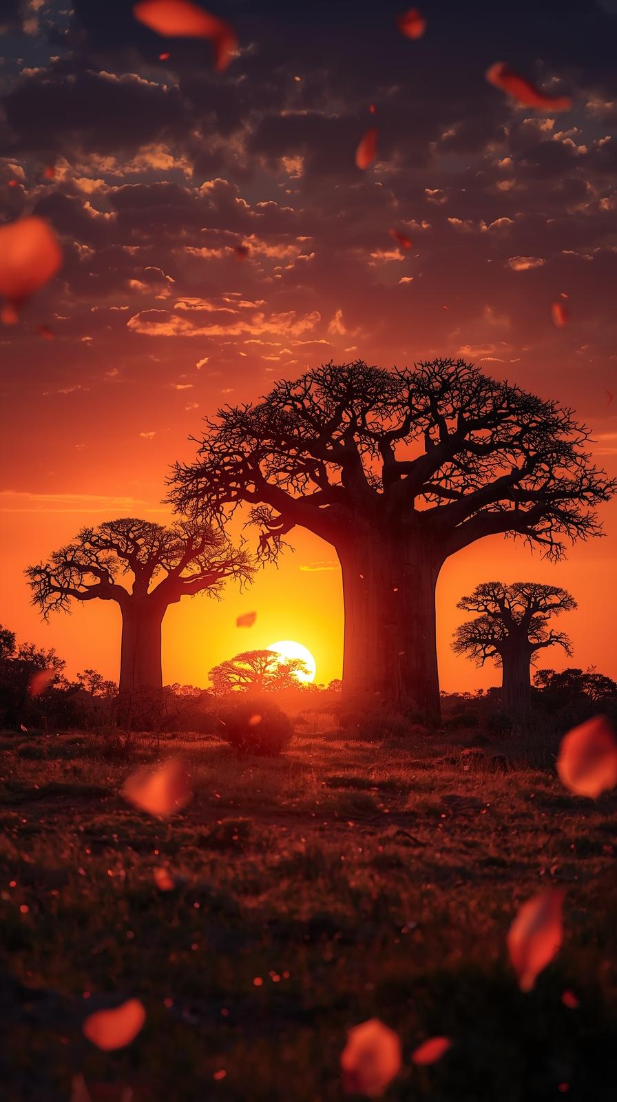 4k mobile wallpaper Dramatic sunset over Namib desert dunes