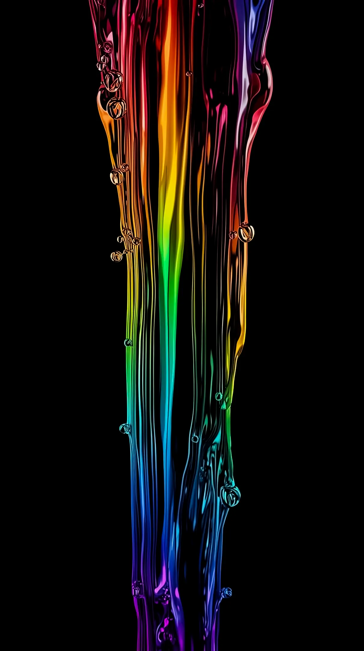 Vibrant liquid rainbow AMOLED wallpaper 4k for mobile, iphone wallpaper 4k, 4k backgrounds, and phone screens.