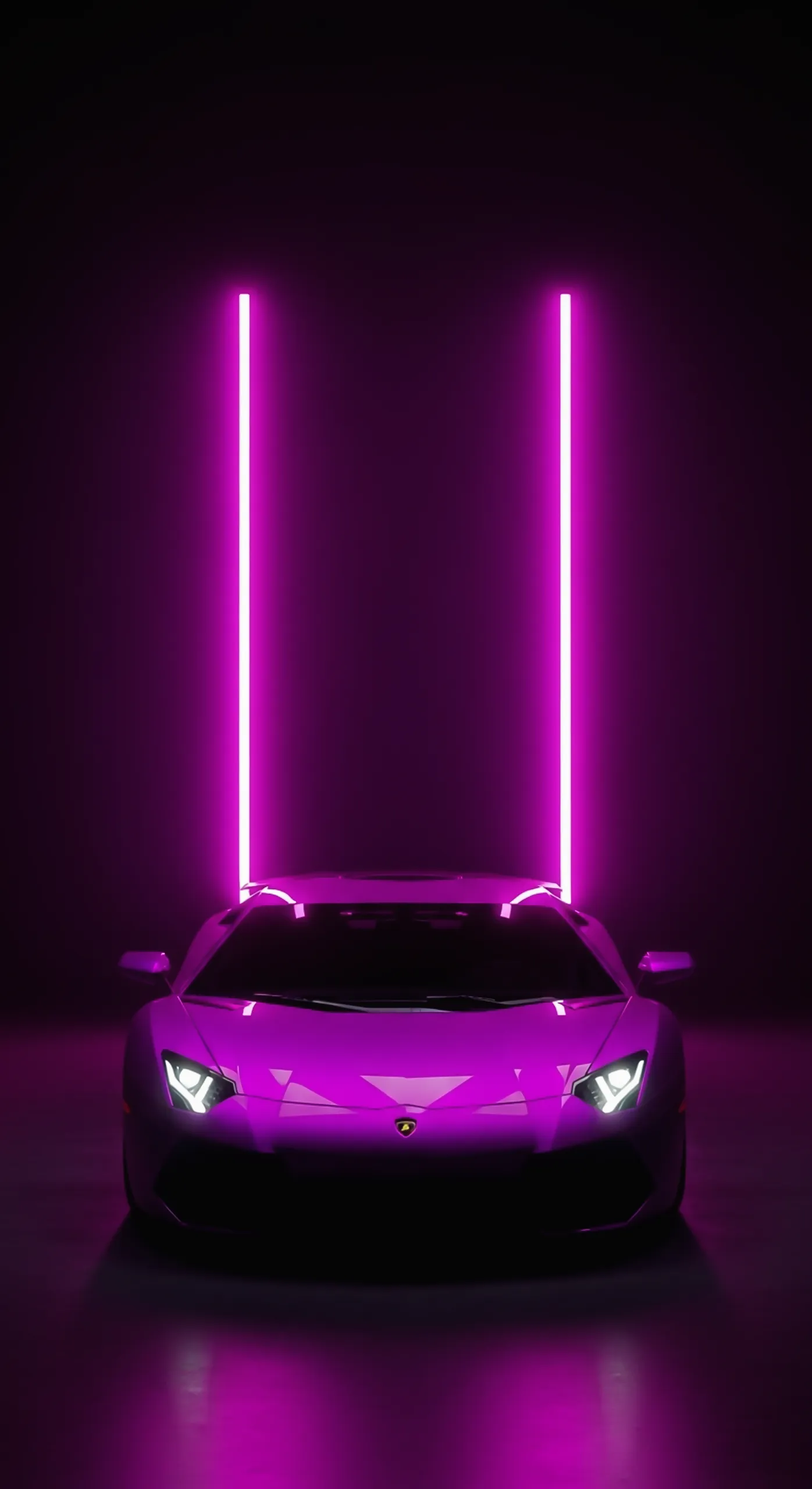 Purple Lamborghini car iphone wallpaper with neon lights, a perfect car wallpaper 4k for mobile and car wallpaper4k for