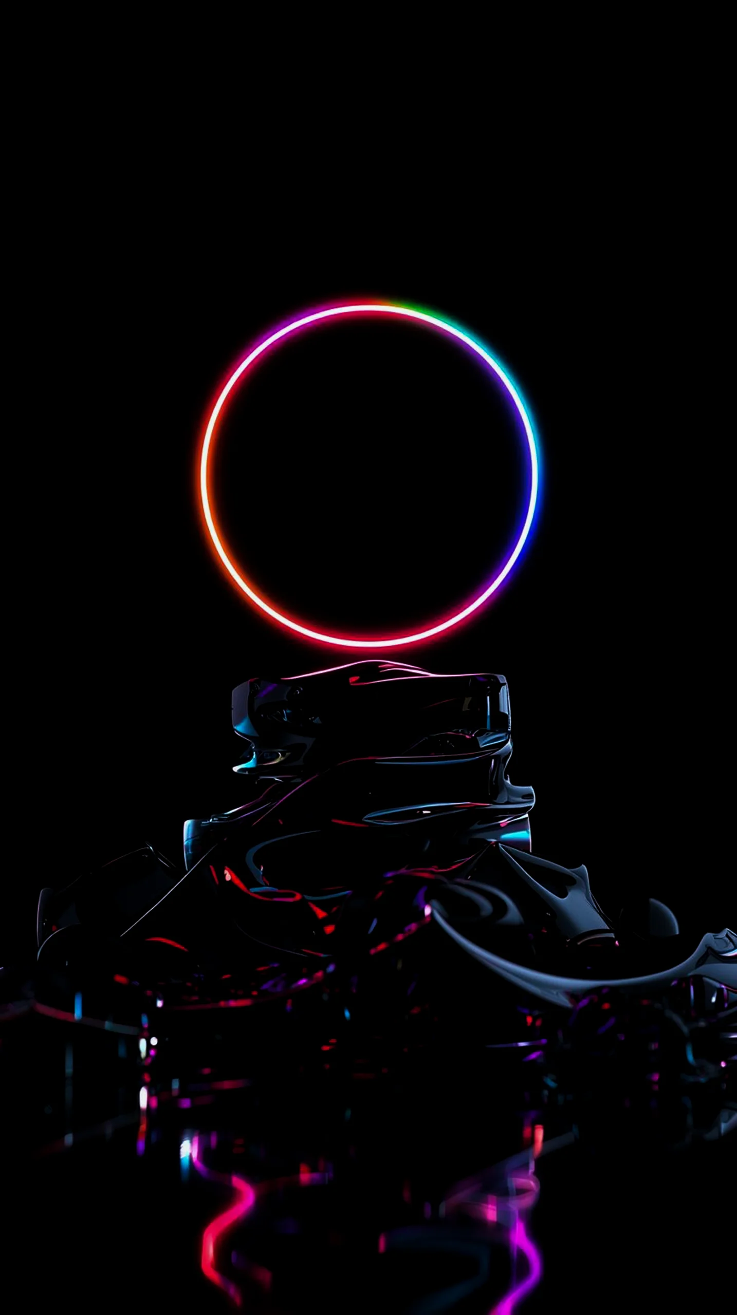 Abstract neon ring AMOLED wallpaper 4K for mobile, iPhone wallpaper 4K, 4K wallpaper for mobile, wallpaper for phone,