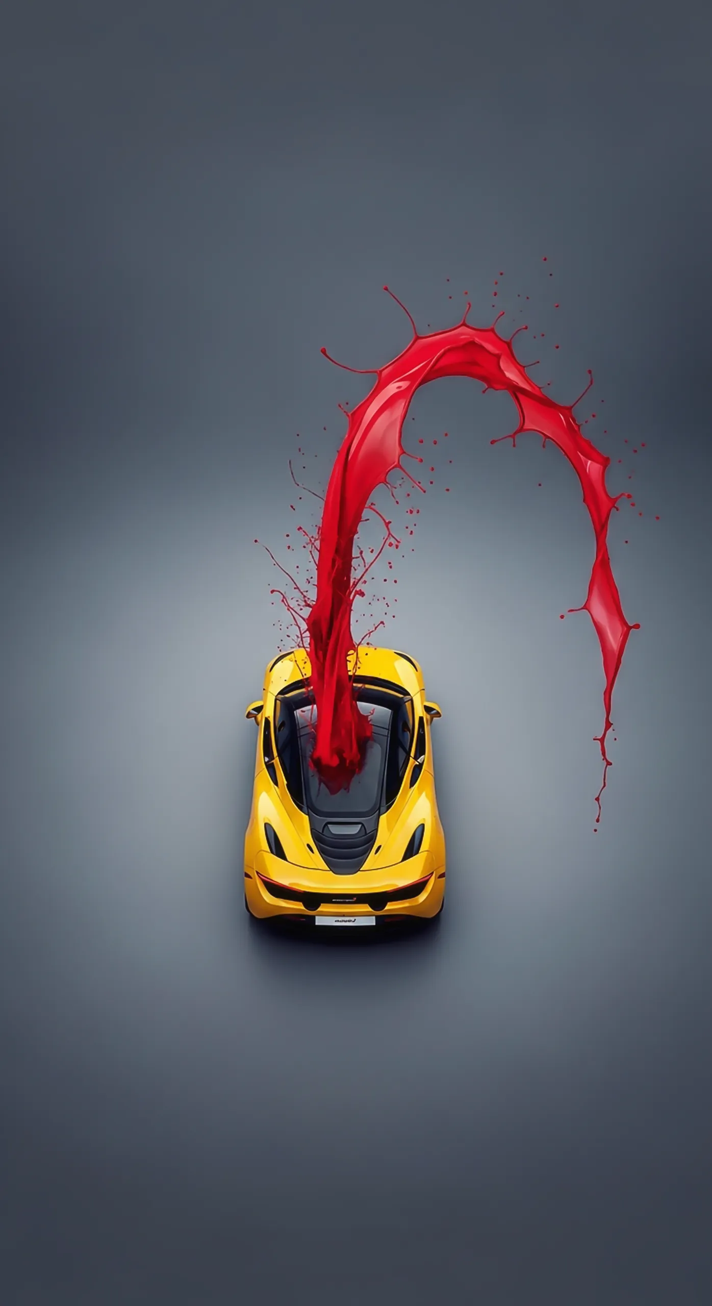 Stunning Yellow Sports Car with Red Paint Splash - Car iPhone Wallpaper 4k for Mobile | Car Wallpaper4k for Mobile
