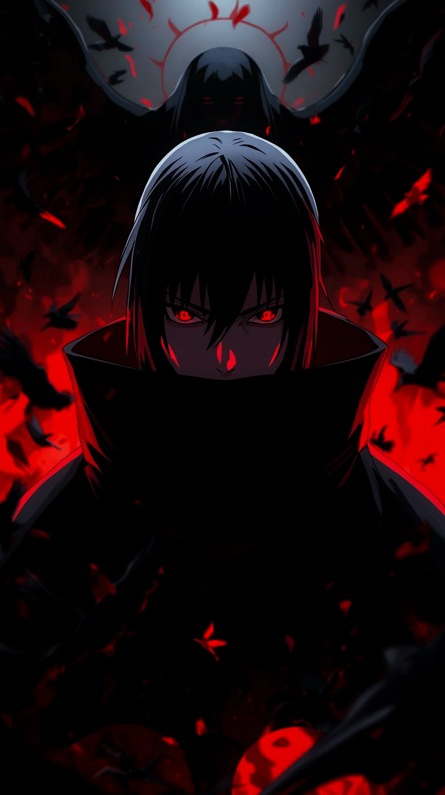 dark anime character with red eyes wallpaper for iPhone 4K