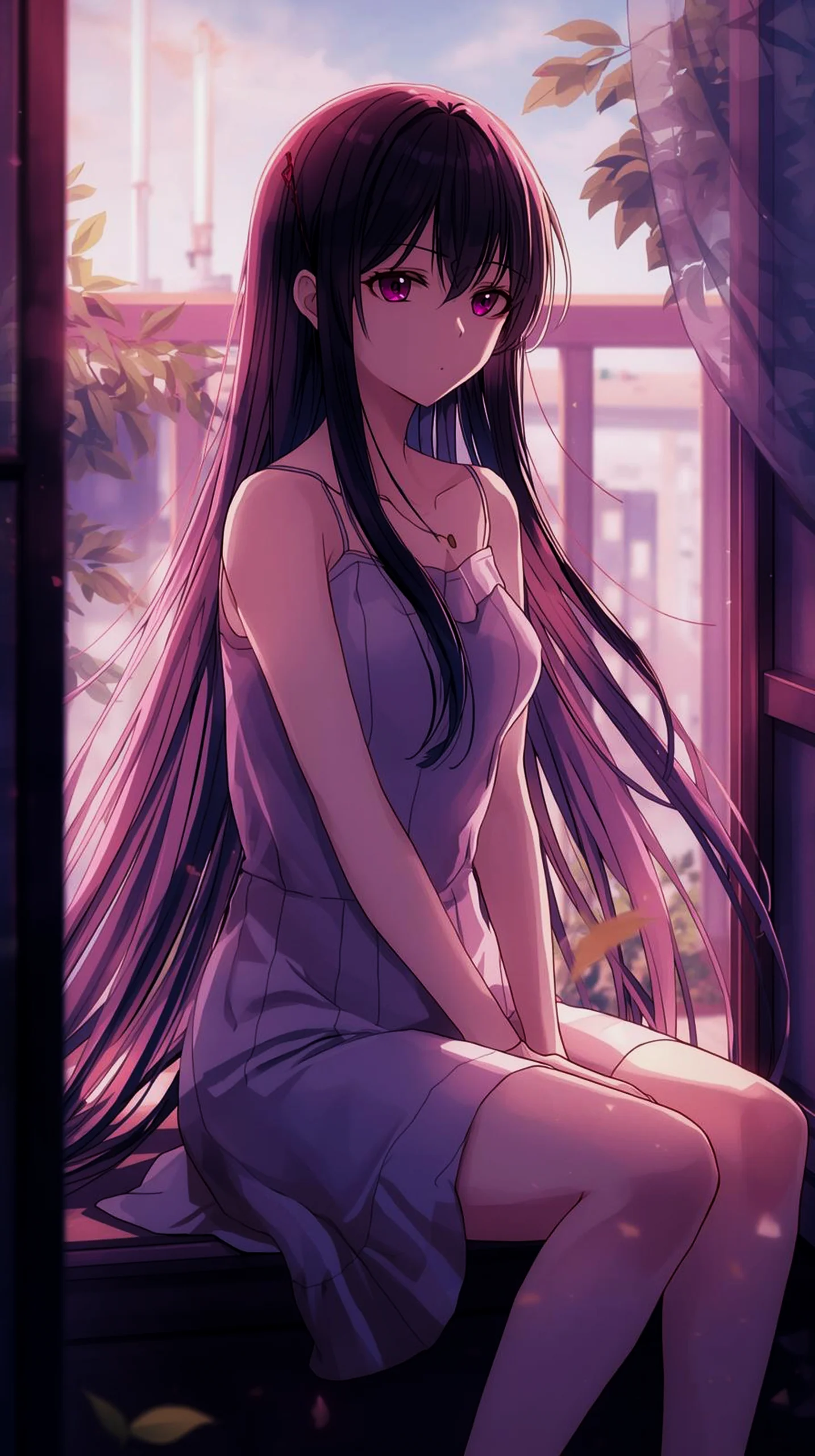 dreamy anime girl wallpaper for iPhone and Android 4K