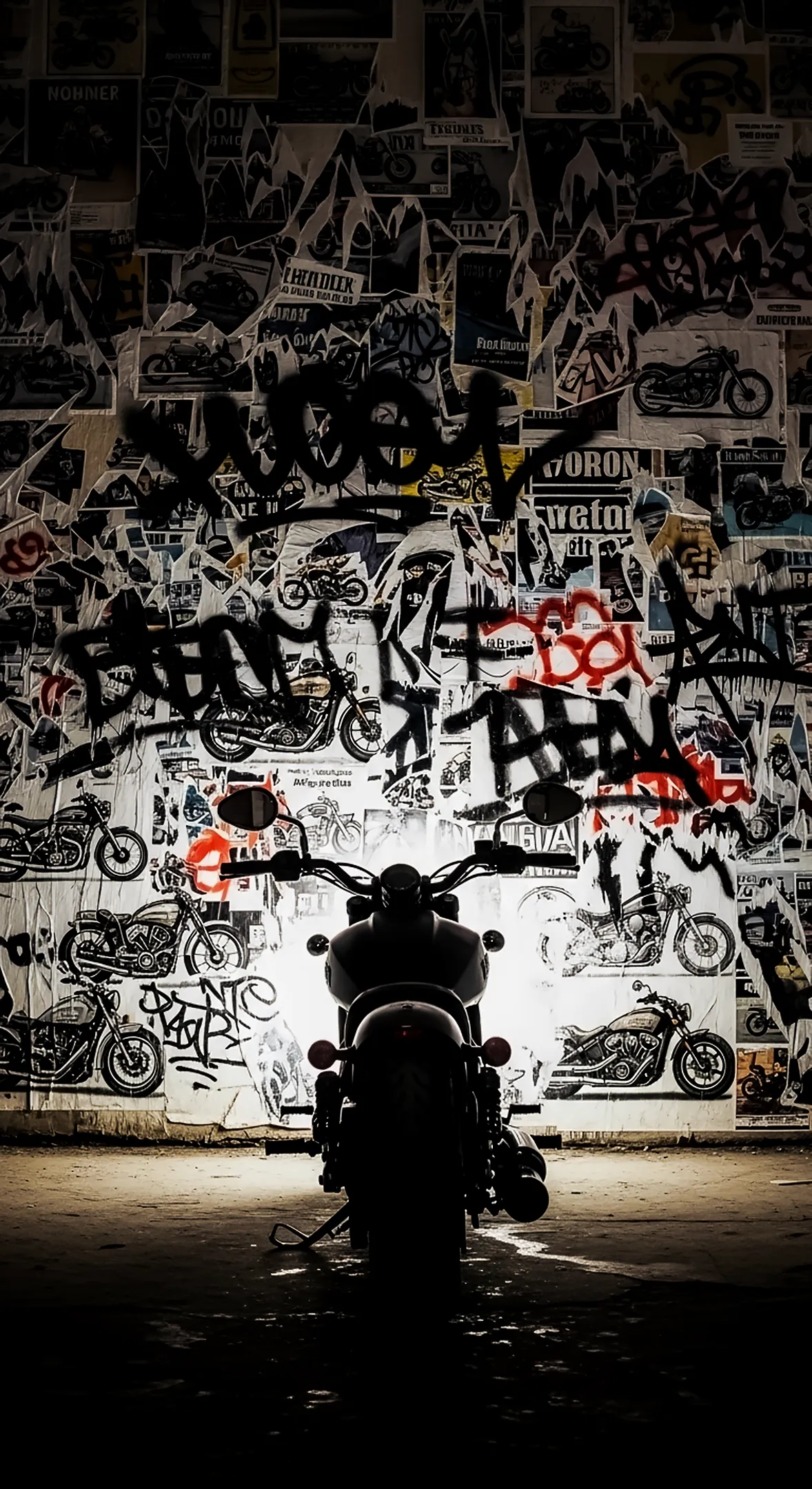 Graffiti motorcycle phone wallpaper, 4k iPhone wallpaper, cool 4k backgrounds for mobile.