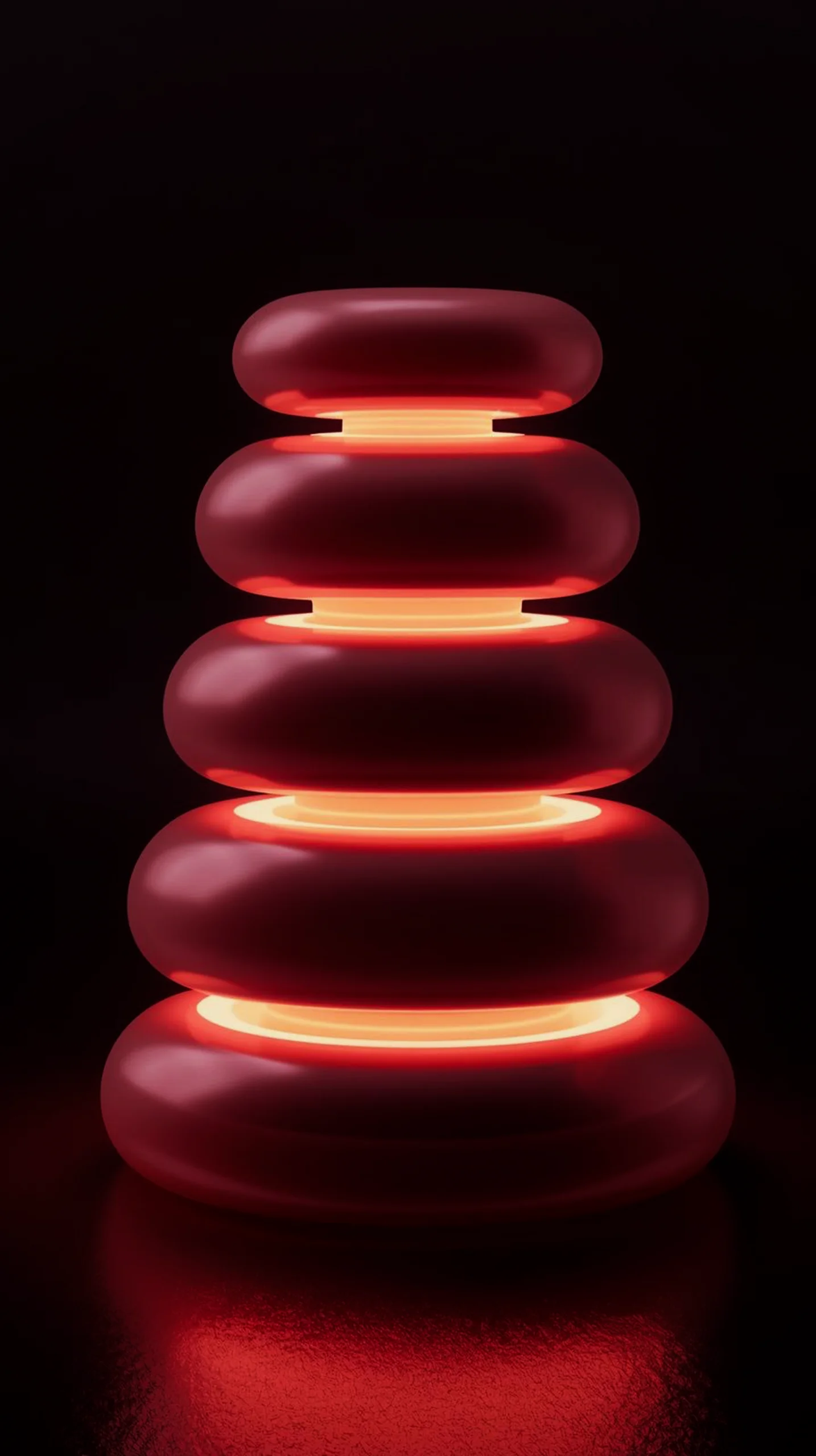 Dark AMOLED 4K Mobile Wallpaper: Glowing Red Stacked Shapes