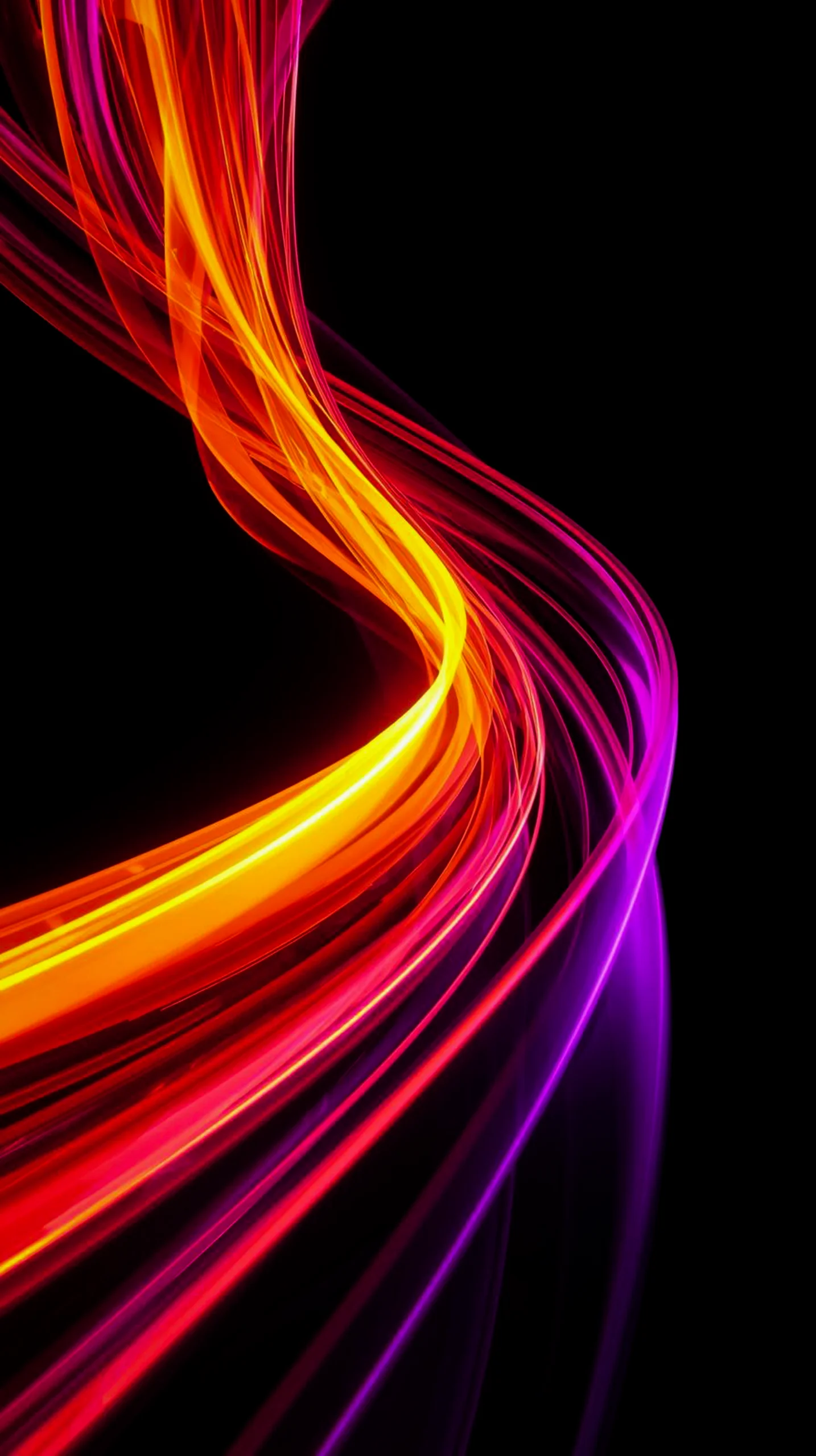 Dark AMOLED Mobile Wallpaper 4K: Vibrant Neon Light Trails