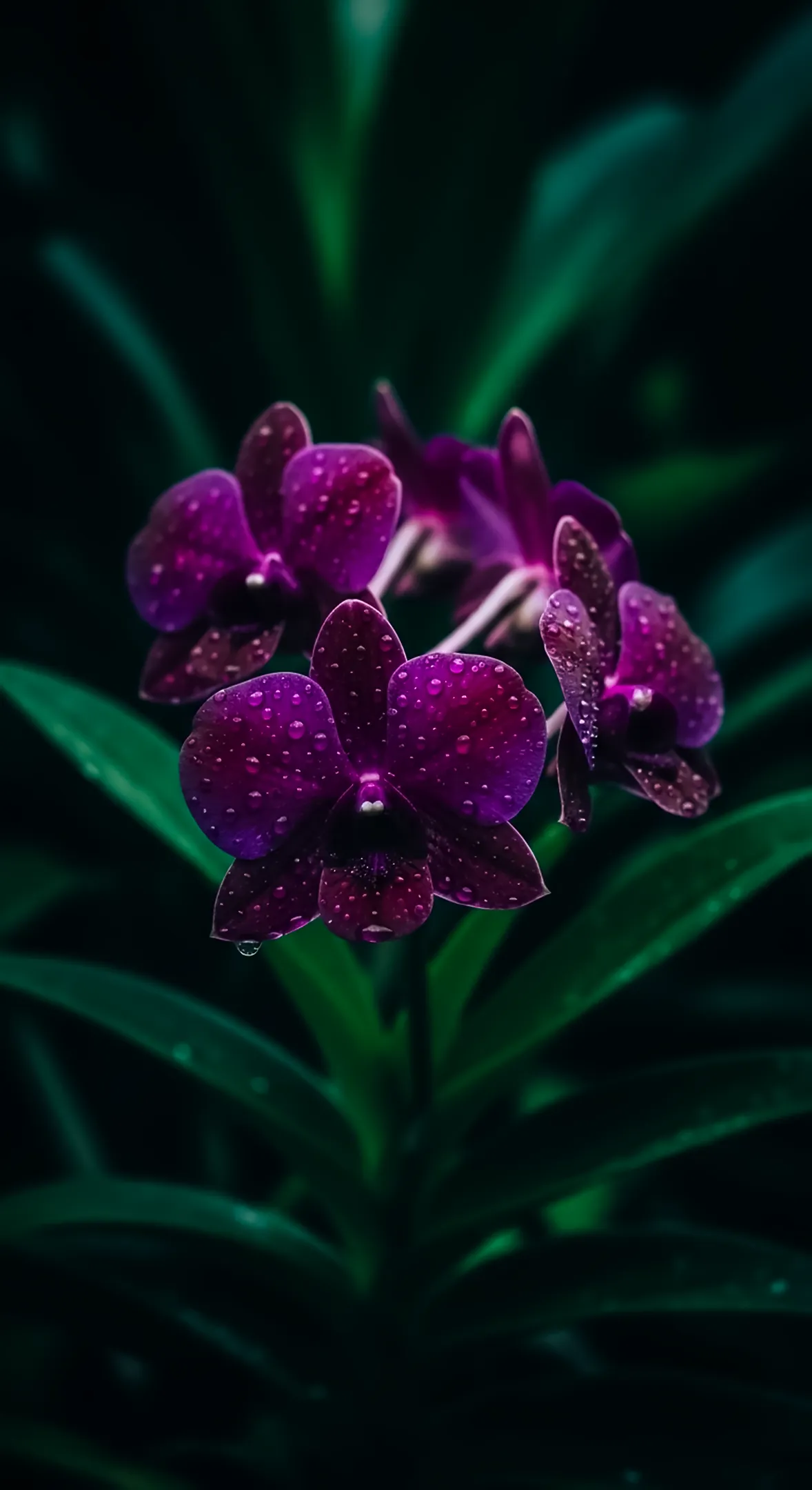 Dark purple orchid flower background for iPhone, a stunning flower phone background and flower phone wallpaper.