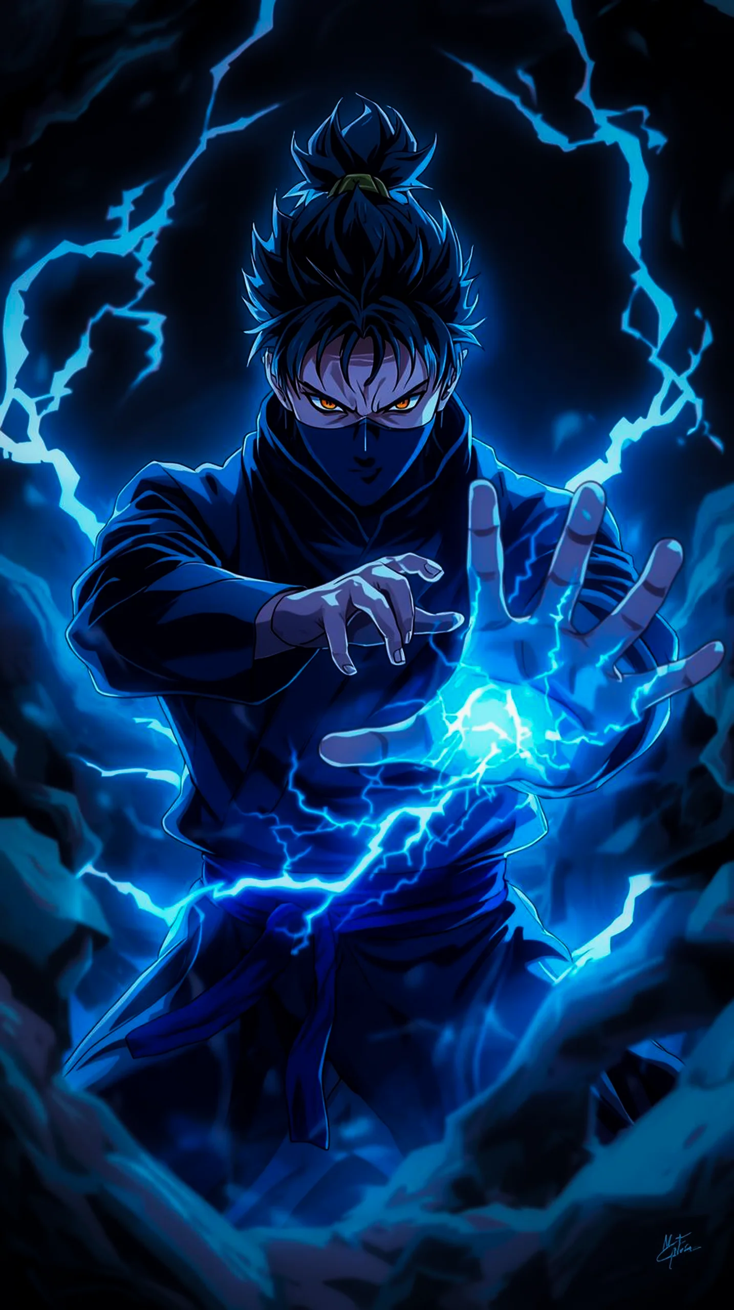 electrifying masked ninja anime wallpaper for iPhone and Android 4K