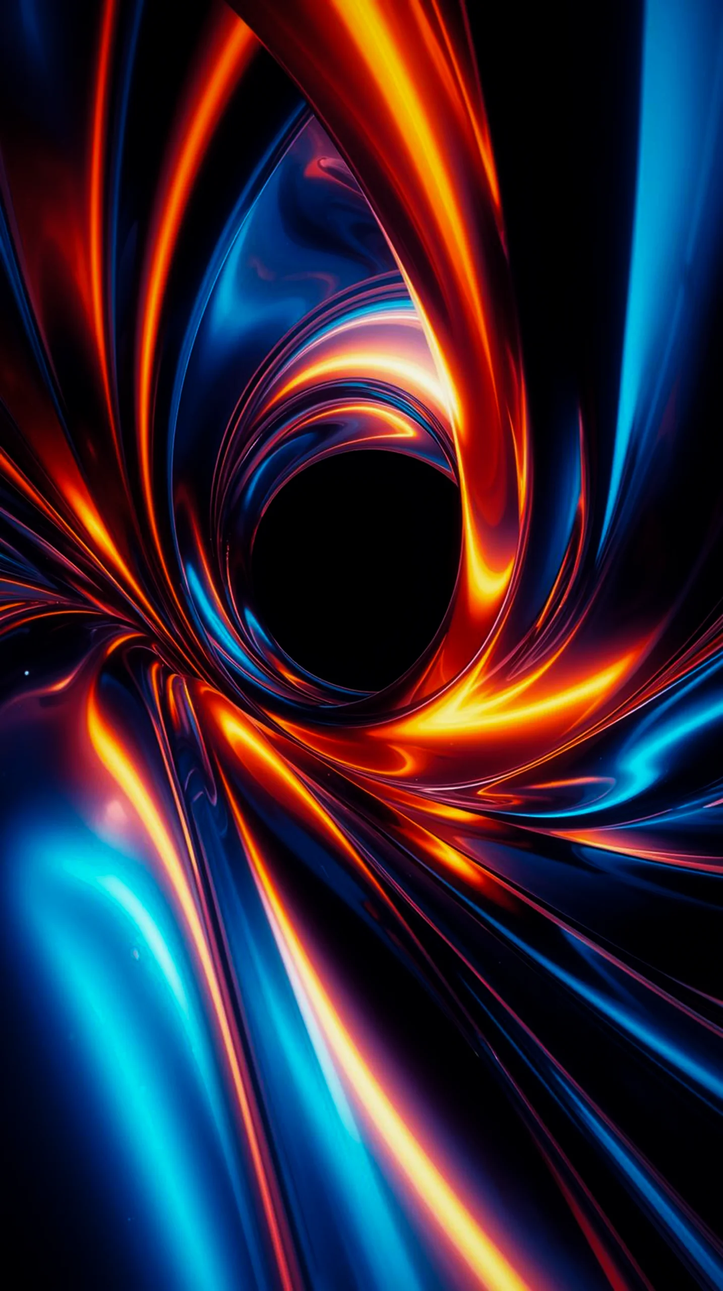 Dark AMOLED 4K Mobile Wallpaper: Vibrant Cosmic Swirls