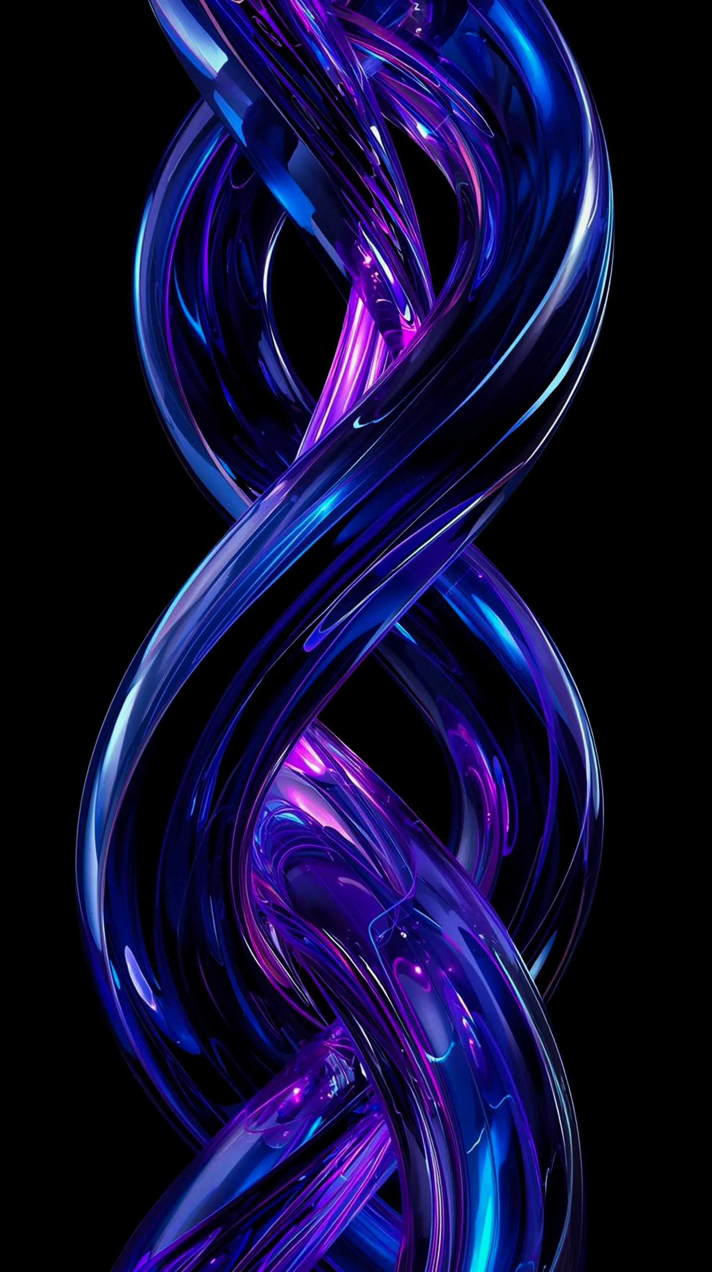 Dark AMOLED 4K Mobile Wallpaper: Vibrant Blue Purple Twirls