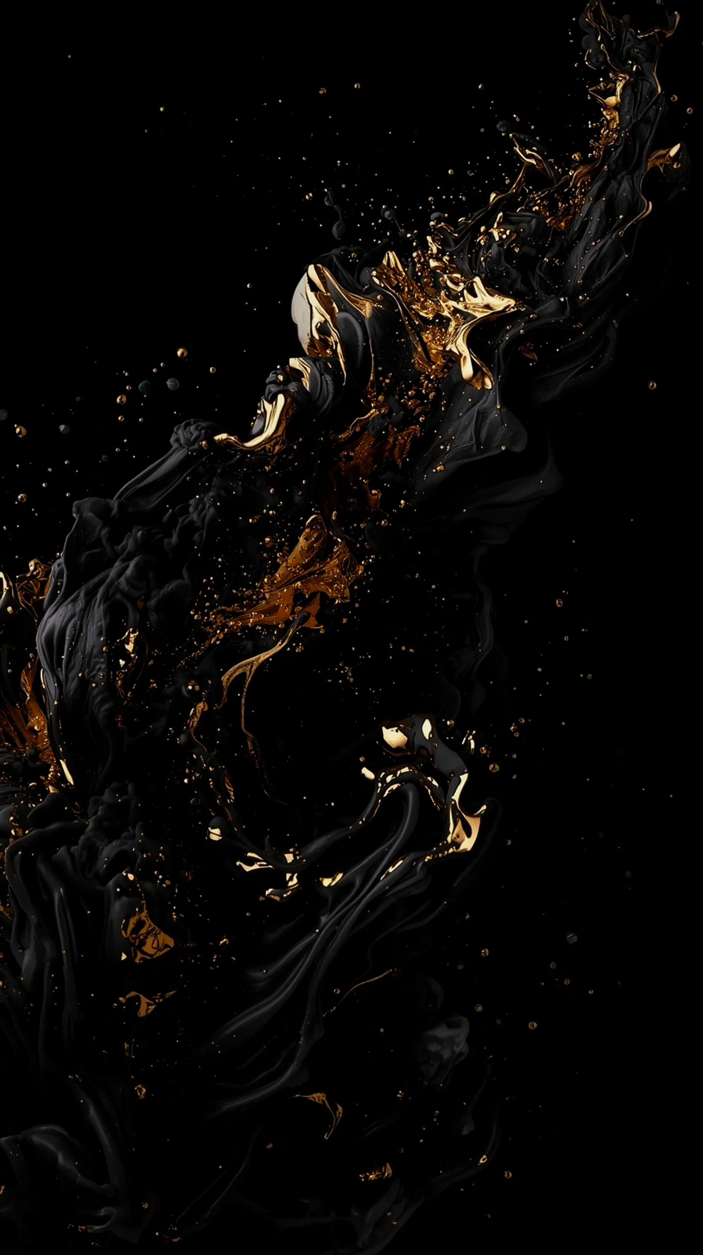 Black and gold fluid abstract AMOLED wallpaper 4K for mobile, iPhone wallpaper 4K, 4K wallpaper for mobile, wallpaper