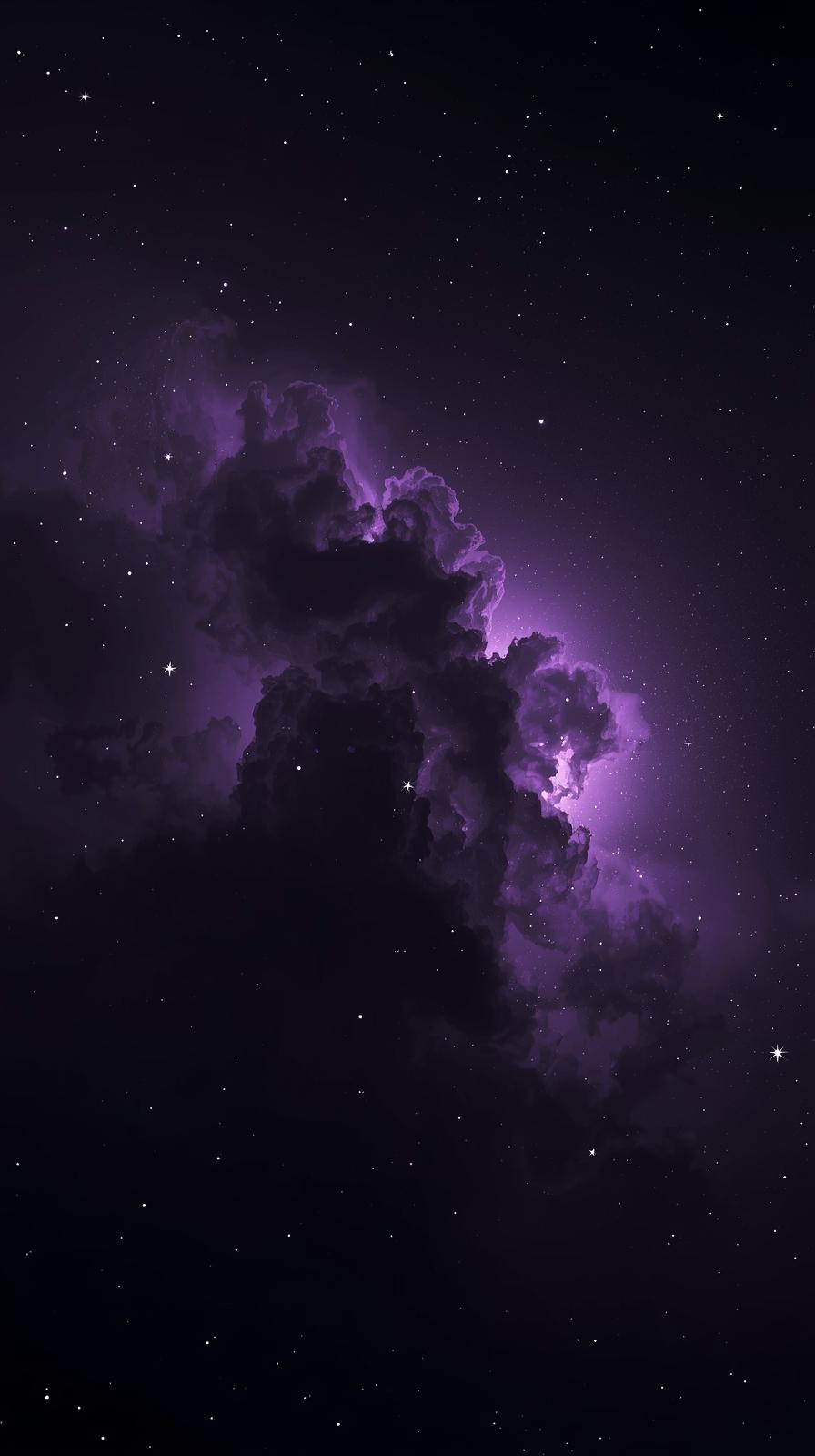 4k wallpaper for mobile Mystical Violet Nebula Galaxy with Dramatic Purple Clouds and Twinkling Stars phone wallpaper 4k Deep Purple Space Nebula