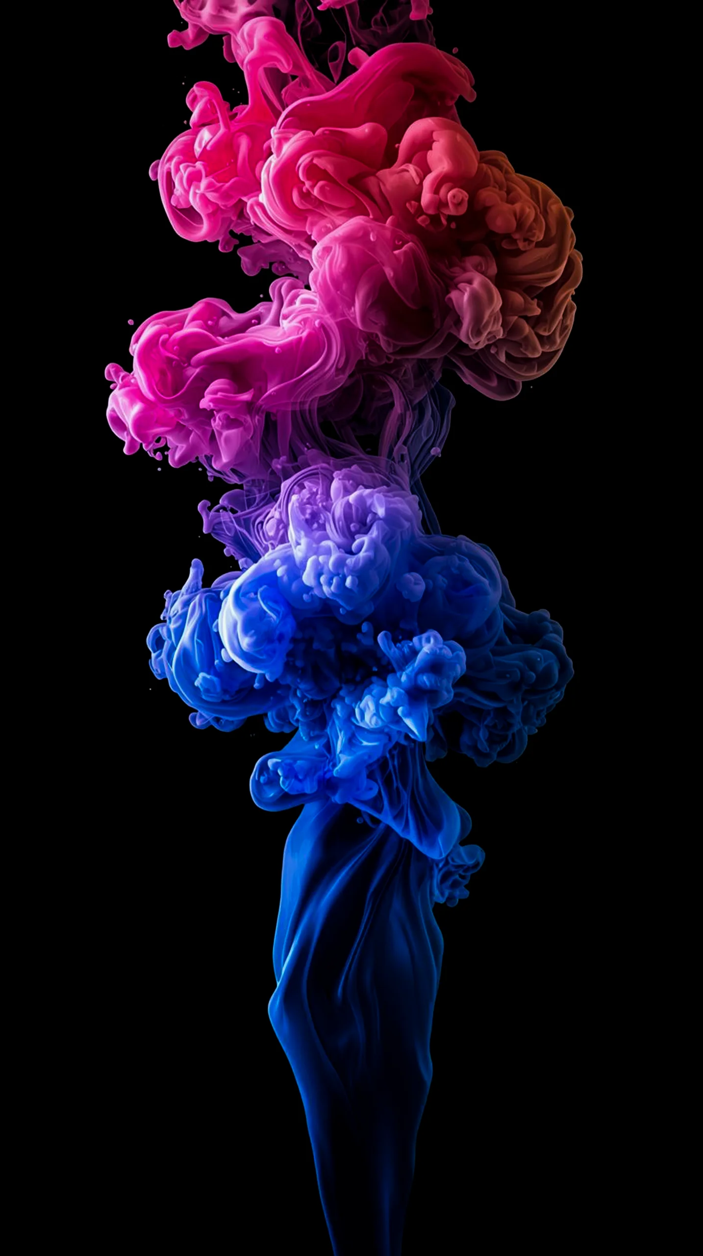 Pink and blue smoke amoled wallpaper 4k for mobile, iphone wallpaper 4k, 4k wallpaper for phone and backgrounds.