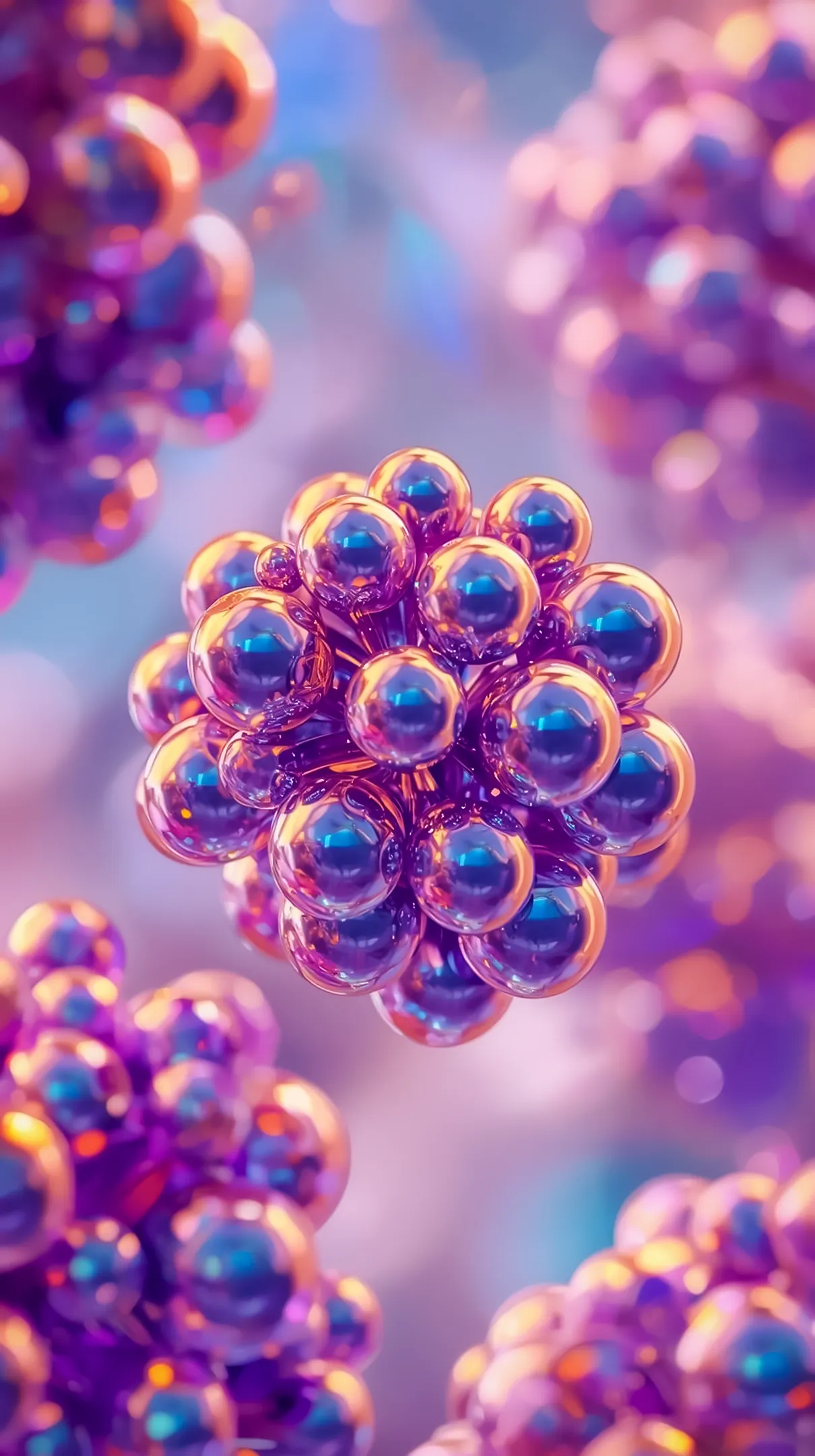 Abstract metallic purple and gold spheres. Amoled 4k mobile wallpaper, iPhone 4k wallpaper, cute 4k backgrounds for