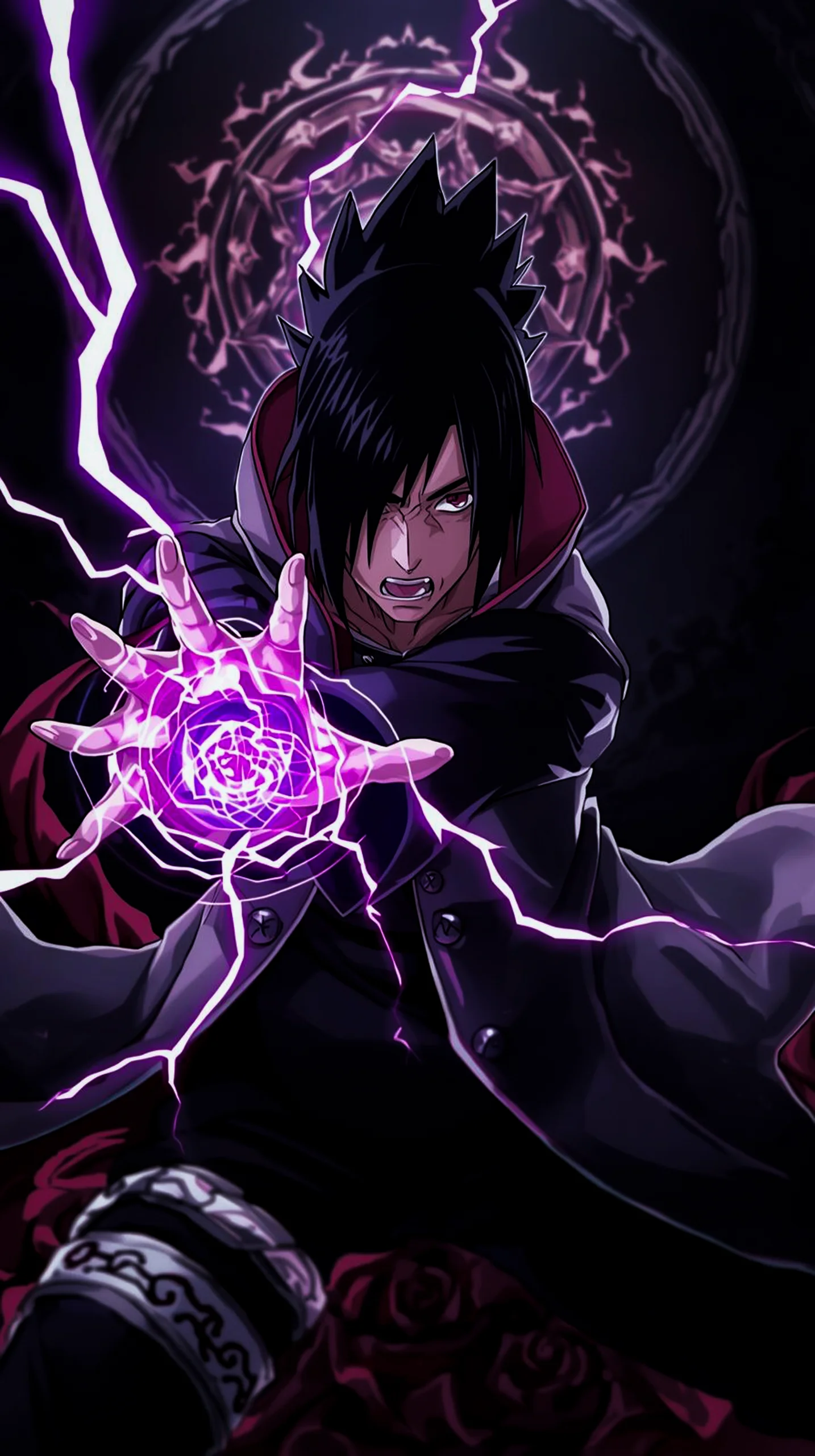 intense sasuke uchiha lightning anime wallpaper for phone 4k resolution